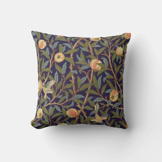William Morris Bird en Pomegranate  Floral Kussen (Voorkant)