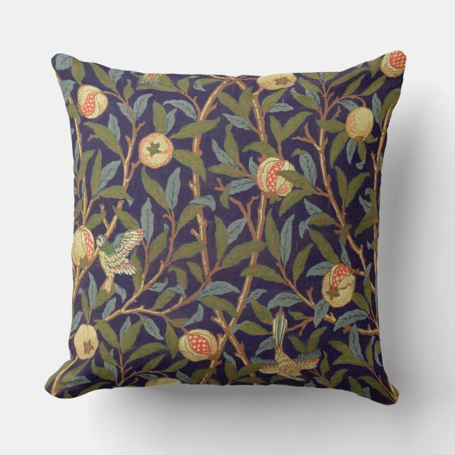 William Morris Bird en Pomegranate  Floral Kussen (Voorkant)