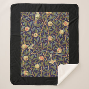 William Morris Bird en Pomegranate  Floral Sherpa Deken