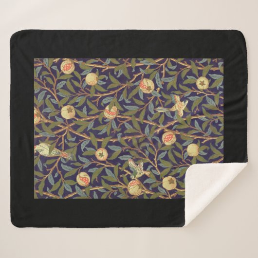 William Morris Bird en Pomegranate  Floral Sherpa Deken (Voorkant (horizontaal))