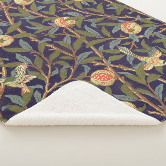 William Morris Bird en Pomegranate  Floral Sherpa Deken (3/4)