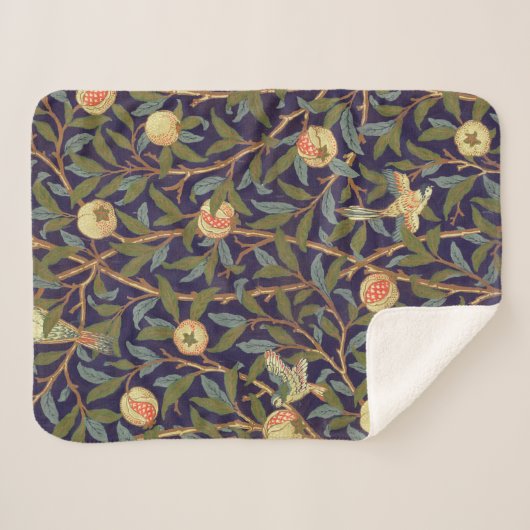 William Morris Bird en Pomegranate  Floral Sherpa Deken (Voorkant (horizontaal))