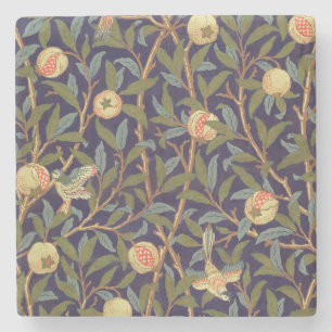 William Morris Bird en Pomegranate  Floral Stenen Onderzetter