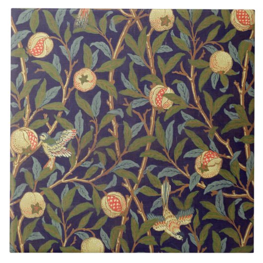 William Morris Bird en Pomegranate  Floral Tegeltje (Voorkant)