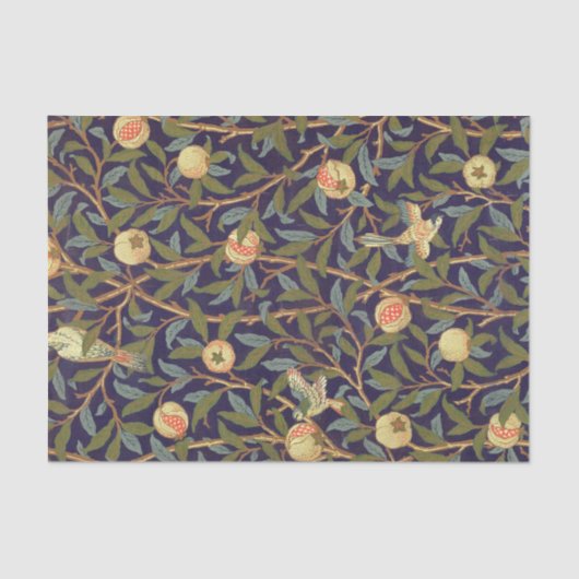 William Morris Bird en Pomegranate  Floral Tissuepapier (Voorkant)