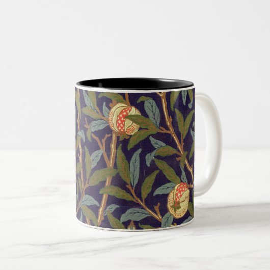 William Morris Bird en Pomegranate  Floral Tweekleurige Koffiemok (Voorkant rechts)