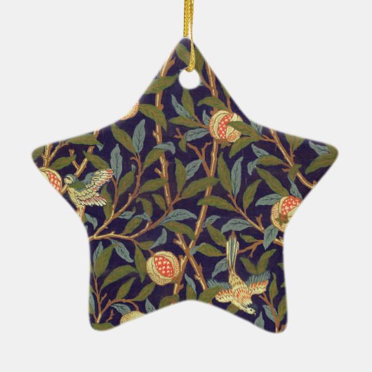 William Morris Bird en Pomegranate Keramisch Ornament (Achterkant)
