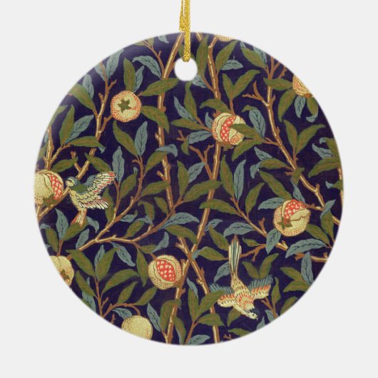 William Morris Bird en Pomegranate Keramisch Ornament (Achterkant)
