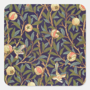 William Morris Bird en Pomegranate Vierkante Sticker