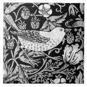 William Morris Bird & Flower Tile, Black and White Tegeltje (Voorkant)
