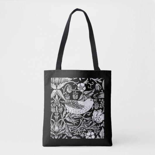 William Morris Bird & Flower Tile, Black and White Tote Bag (Voorkant)