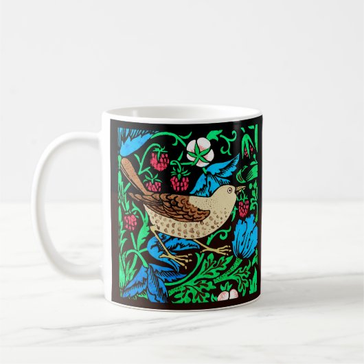 William Morris Bird & Flower Tile, Blue en Black Koffiemok (Links)