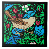 William Morris Bird & Flower Tile, Blue en Black Tegeltje (Voorkant)