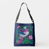 William Morris Bird & Flower Tile, Navy & Fuchsia Crossbody Tas (Achterkant)