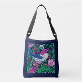 William Morris Bird & Flower Tile, Navy & Fuchsia Crossbody Tas (Voorkant)