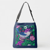 William Morris Bird & Flower Tile, Navy & Fuchsia Crossbody Tas (Achterkant)