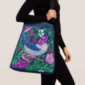 William Morris Bird & Flower Tile, Navy & Fuchsia Crossbody Tas (Dichtbij)