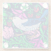 William Morris Bird & Flower Tile, Navy & Fuchsia Glazen Onderzetter (Achterkant)