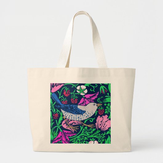 William Morris Bird & Flower Tile, Navy & Fuchsia Grote Tote Bag (Voorkant)