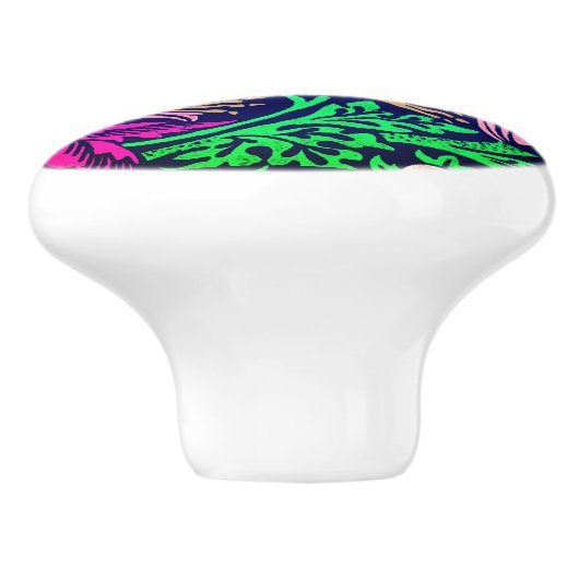 William Morris Bird & Flower Tile, Navy & Fuchsia Keramische Knop (Zijkant)