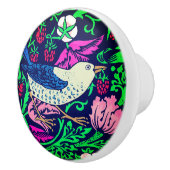 William Morris Bird & Flower Tile, Navy & Fuchsia Keramische Knop (Rechts)