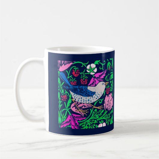 William Morris Bird & Flower Tile, Navy & Fuchsia Koffiemok (Links)