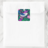 William Morris Bird & Flower Tile, Navy & Fuchsia Vierkante Sticker (Tas)