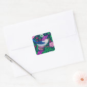 William Morris Bird & Flower Tile, Navy & Fuchsia Vierkante Sticker (Envelop)