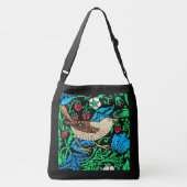 William Morris Bird & Flower Tile, op Black Crossbody Tas (Achterkant)