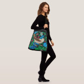 William Morris Bird & Flower Tile, op Black Crossbody Tas (Op model)