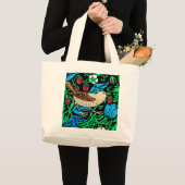 William Morris Bird & Flower Tile, op Black Grote Tote Bag (Voorkant (product))