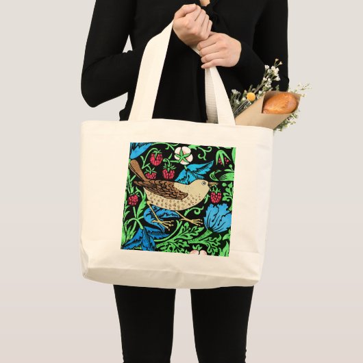 William Morris Bird & Flower Tile, op Black Grote Tote Bag (Voorkant (product))