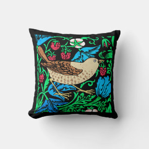 William Morris Bird & Flower Tile, op Black Kussen