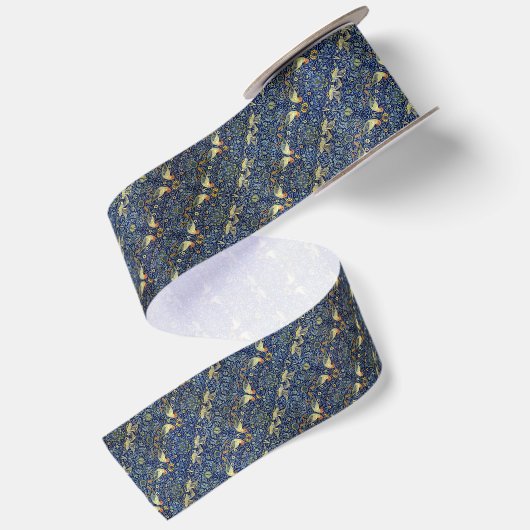 William Morris Bird Pattern Satijnen Lint (Achterkant)