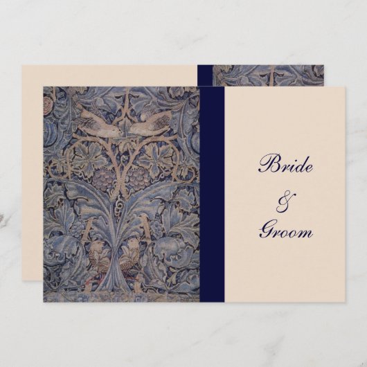 William Morris Bird Pattern Wedding Invitations Kaart (Voorkant / Achterkant)