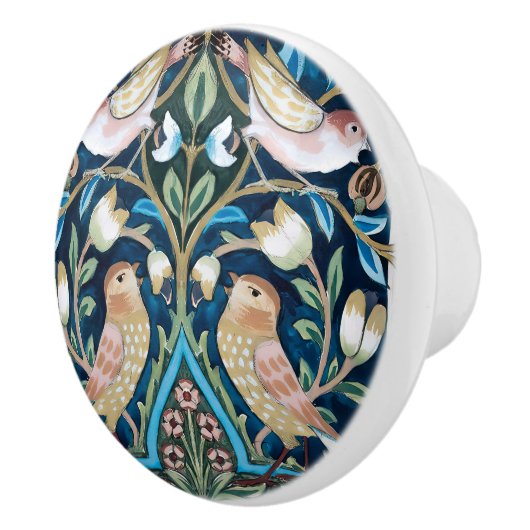 William Morris Birds and Tulips Art Nouveau Keramische Knop (Rechts)
