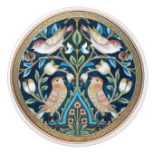 William Morris Birds and Tulips Art Nouveau Keramische Knop (Voorkant)