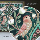 William Morris Birds and Tulips Green Art Nouveau Tegeltje