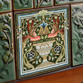 William Morris Birds and Tulips Green Art Nouveau Tegeltje