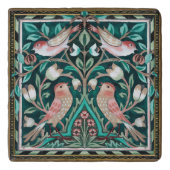 William Morris Birds and Tulips Green Art Nouveau Trivet (Voorkant)
