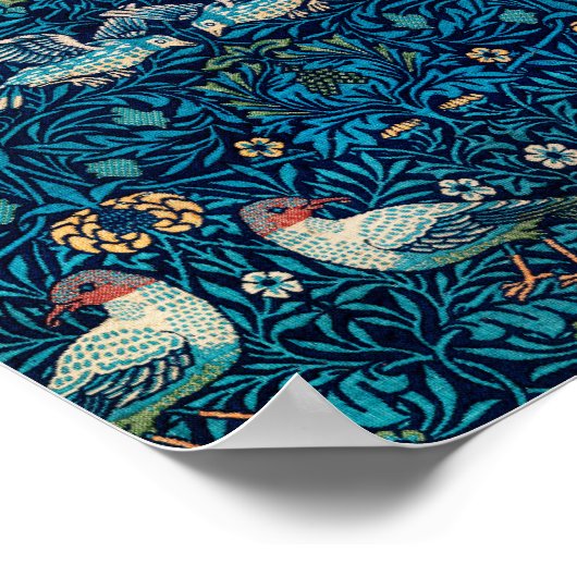 William Morris Birds Art Nouveau Floral Pattern Poster (Hoek)