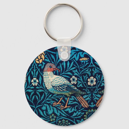 William Morris Birds Art Nouveau Floral Pattern Sleutelhanger (Voorkant)