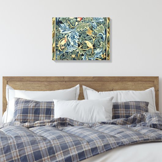 William Morris Birds en Acanthus Canvas Afdruk (Insitu (Slaapkamer))