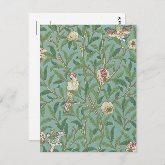William Morris, Birds en Pommegrenates - Green Briefkaart (Voorkant / Achterkant)