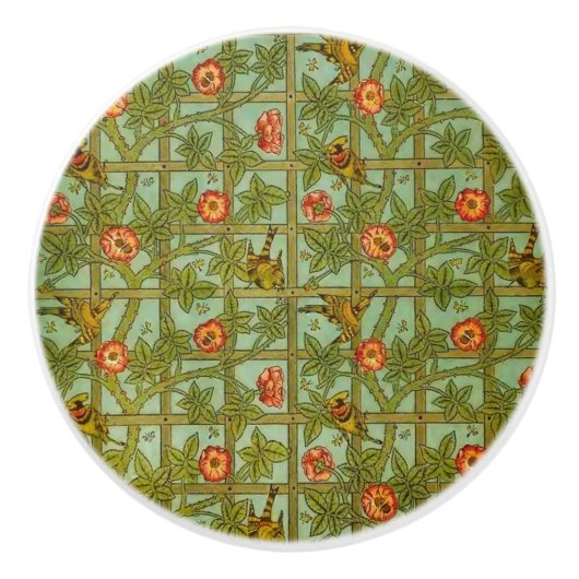 William * Morris Birds en Trellis Keramische Knop (Voorkant)