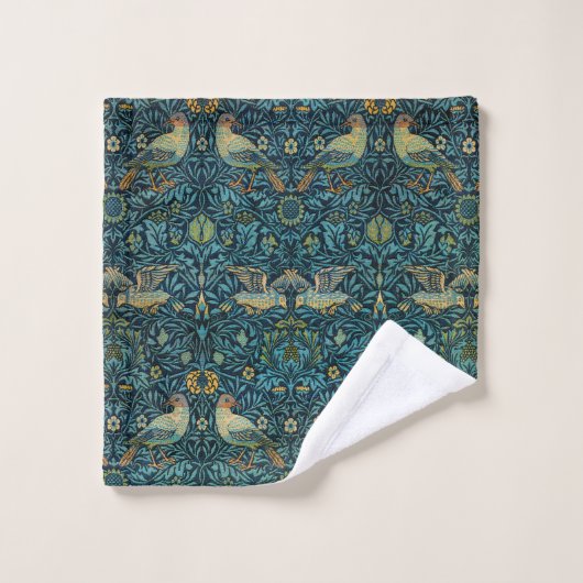 William Morris Birds & Floral Pattern Bad Handdoek (Wasdoekje)