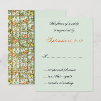 William Morris Birds & Flowers Bruiloft RSVP Kaart