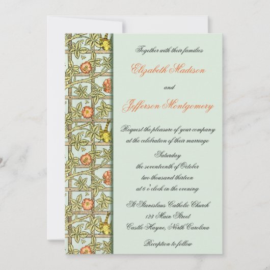 William Morris Birds & Flowers Wedding Invitation Kaart (Voorkant)