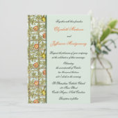 William Morris Birds & Flowers Wedding Invitation Kaart (Staand voorkant)