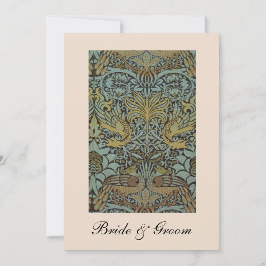 William Morris Birds Pattern Wedding Invitations Kaart (Voorkant)